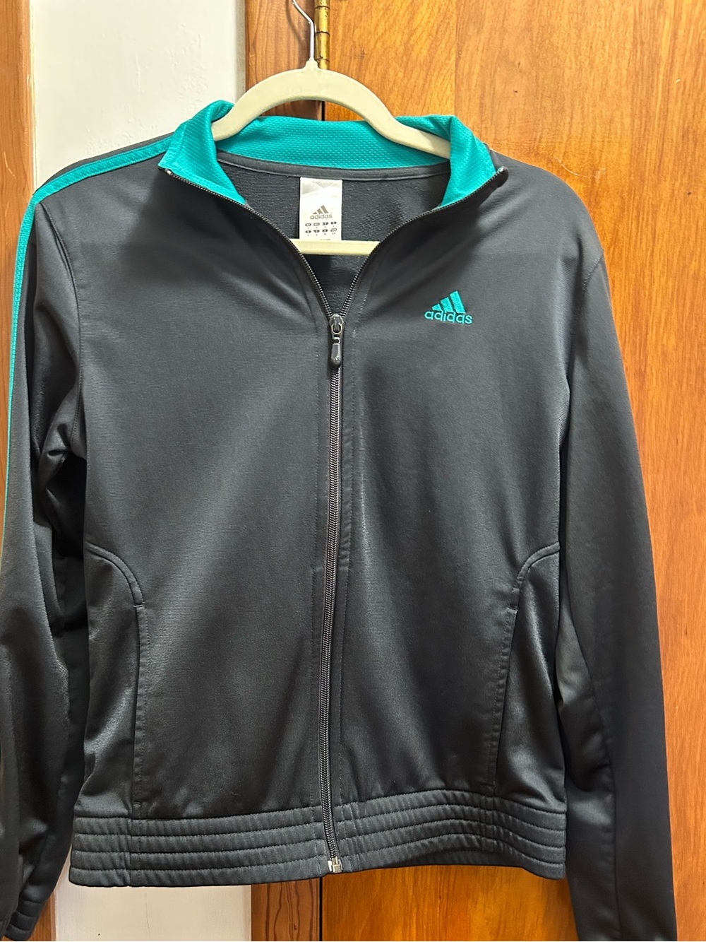 adidas Black Jacket with Teal Trim